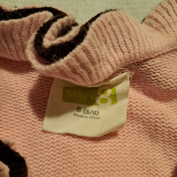 Crazy 8 girls size 5/6 pink cardigan with ruffled trim with brown ruffle accent - Picture 4 of 4